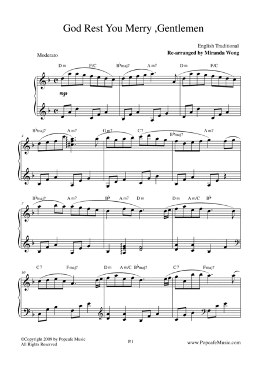 God Rest You Merry, Gentlemen - Romantic Version for Piano Solo Easy Piano scores gallery preview page 2