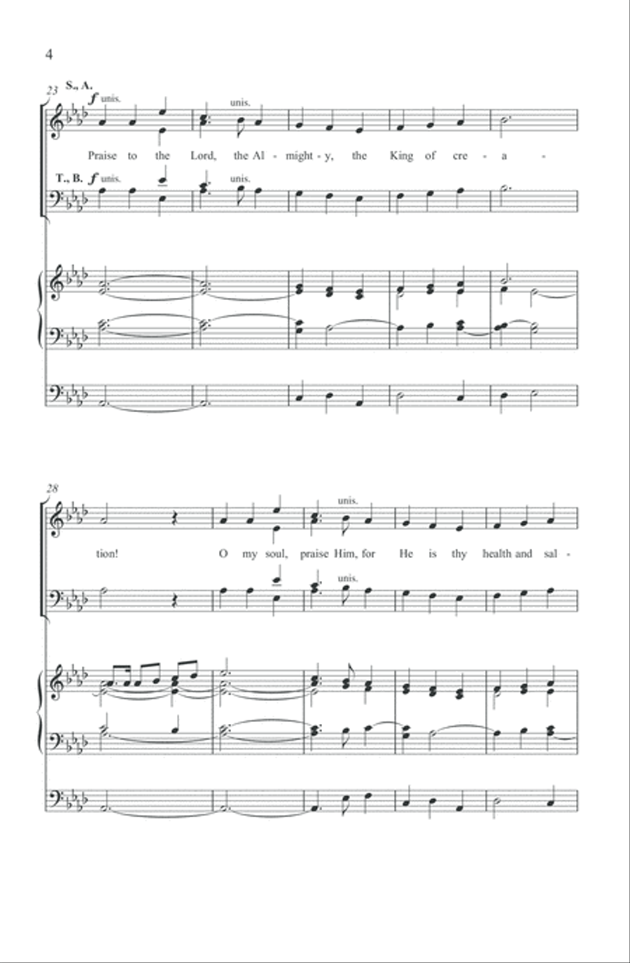 Praise to the Lord, the Almighty 4-Part scores gallery preview page 3