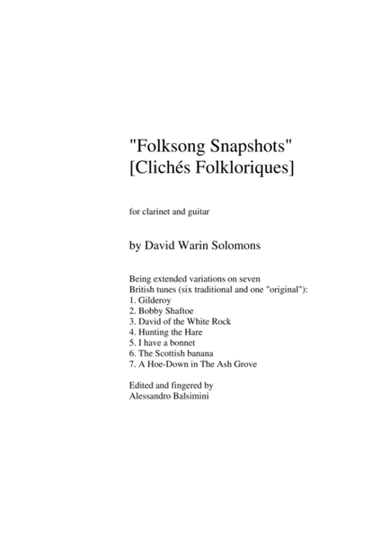 Folk Song Snapshots for Clarinet and Guitar image number null