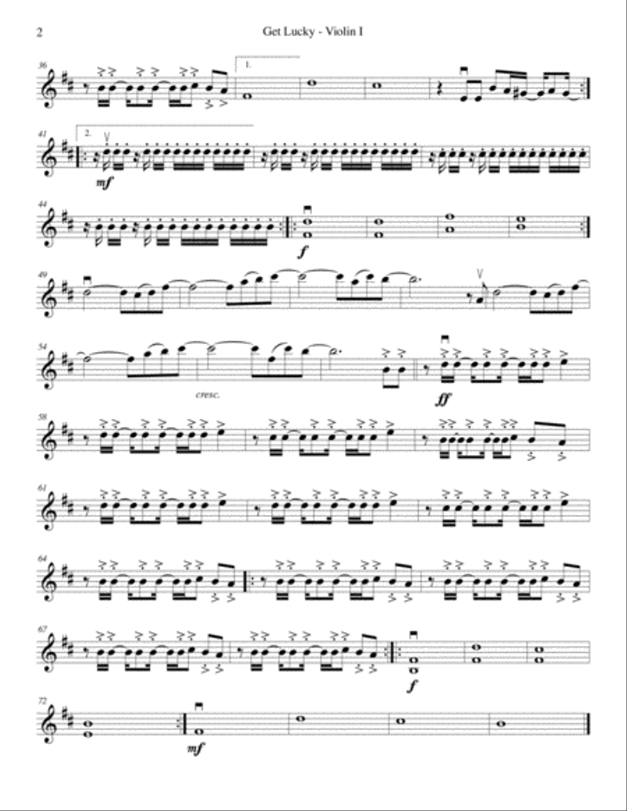 Get Lucky String Quartet scores gallery preview page 2