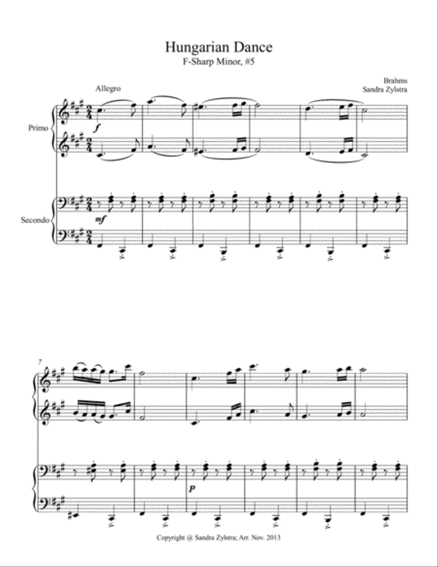 Hungarian Dance (1 piano, 4 hands duet) 1 Piano, 4-Hands scores gallery preview page 2