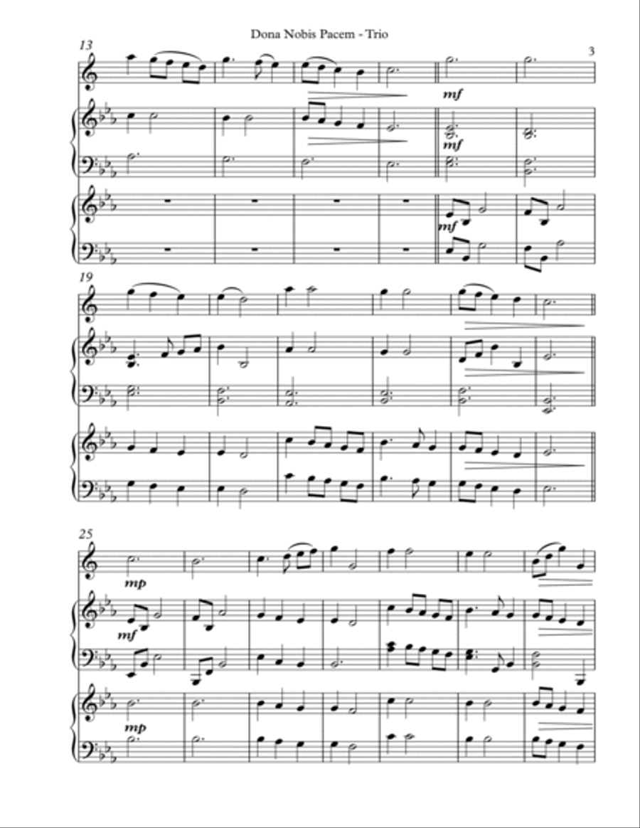 Dona Nobis Pacem, Trio for Eb Alto Saxophone, Harp, Piano image number null
