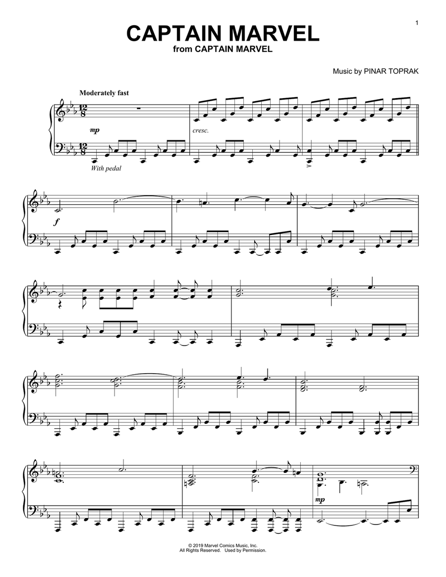Captain Marvel Piano Solo scores gallery preview page 1