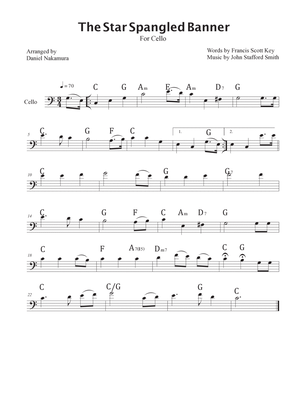 The Star Spangled Banner (For Cello with Chords)