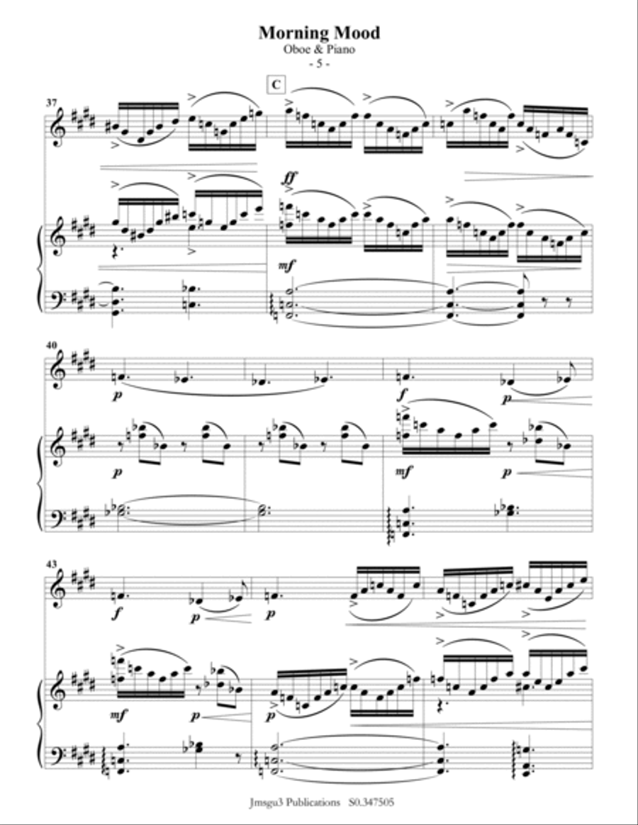 Grieg: Morning Mood from Peer Gynt Suite for Oboe & Piano Piano scores gallery preview page 5