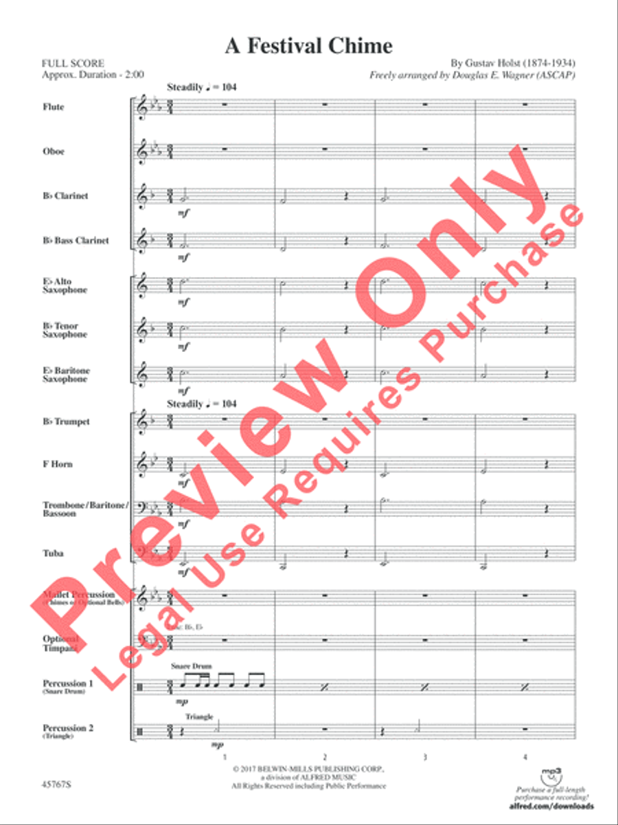 A Festival Chime A Festival Chime Concert Band scores gallery preview page 19