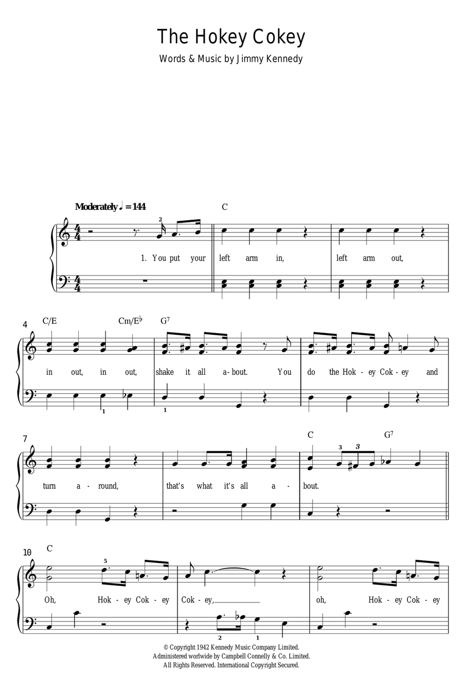 The Hokey Cokey Easy Piano scores gallery preview page 1