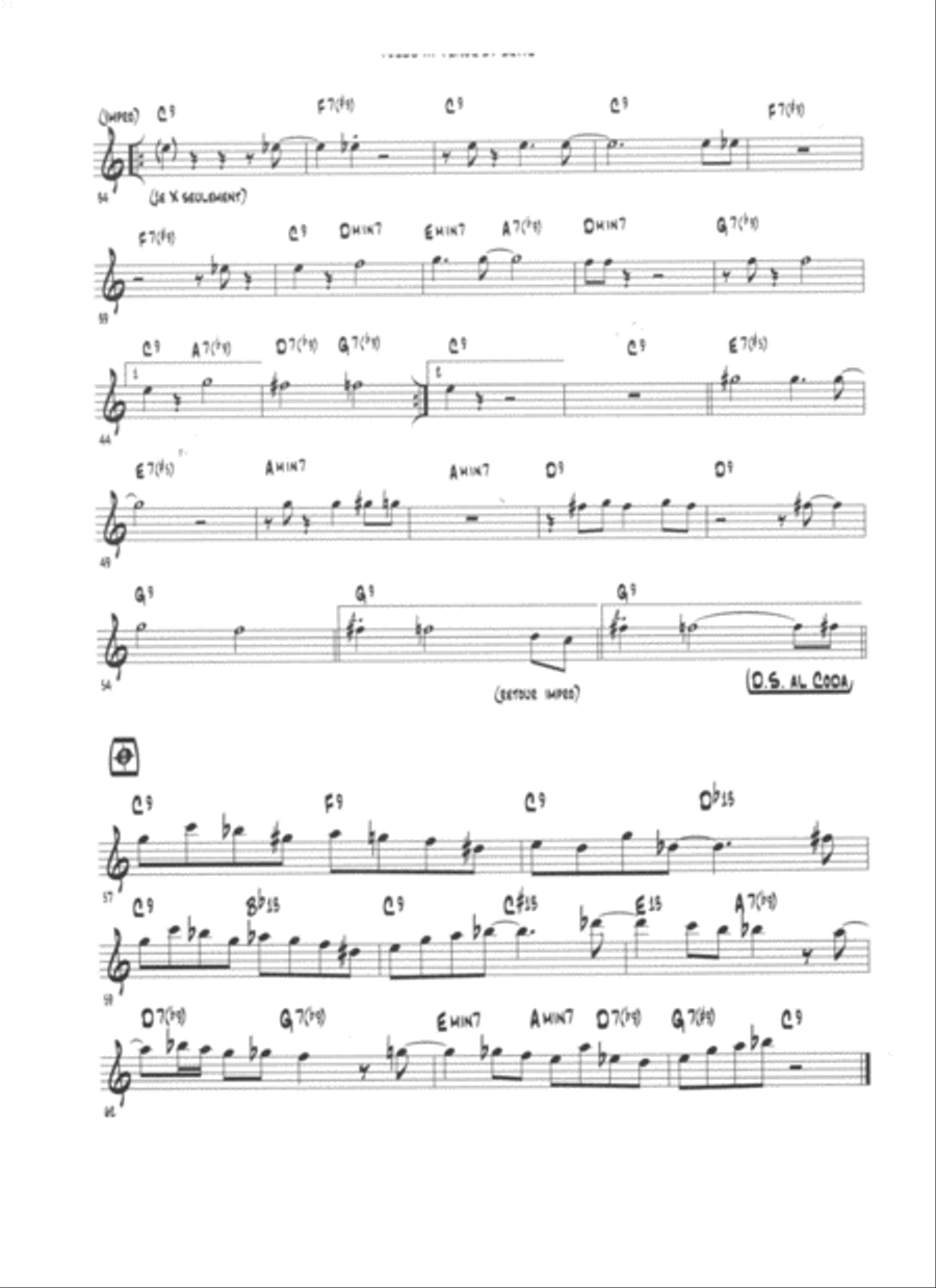 Tordu (pour saxo. Alto - Ténor 1 et 2, - Baryton - guitare- contrebasse et batterie - Score Only Jazz Ensemble scores gallery preview page 4