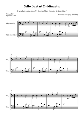 Cello Duet nº 2 – Minuetto (Originally from the book "24 Short and Easy Pieces for Keyboard, Op.1")