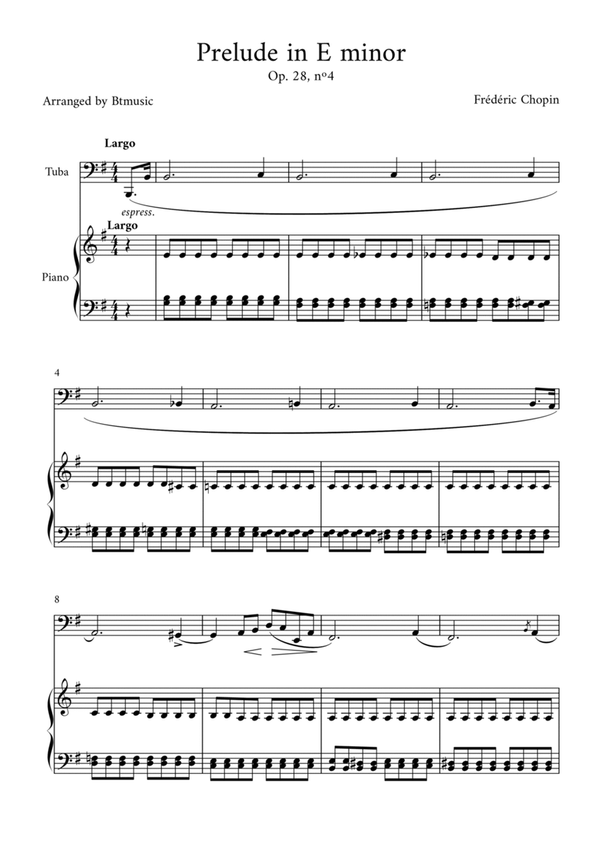 Prelude in E minor (Op. 28, n.4) - Tuba and Piano image number null
