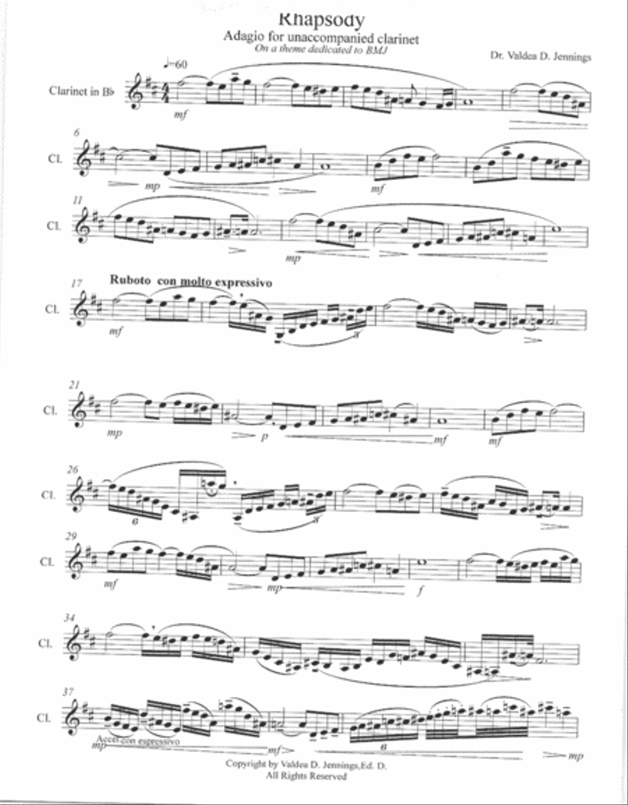 Rhapsody Rhapsody Clarinet Solo scores gallery preview page 1