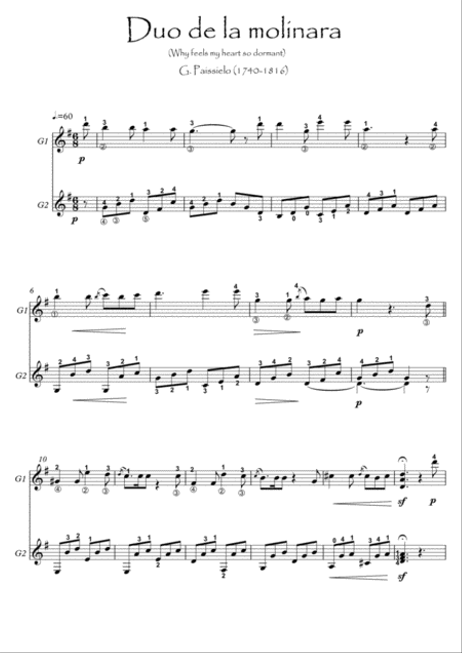 Guitar duet Duo de la Molinara Acoustic Guitar scores gallery preview page 1