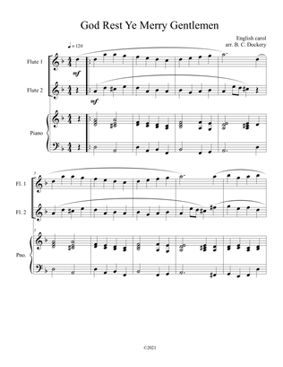 Book cover for God Rest Ye Merry Gentlemen (Flute Duet) with optional piano accompaniment