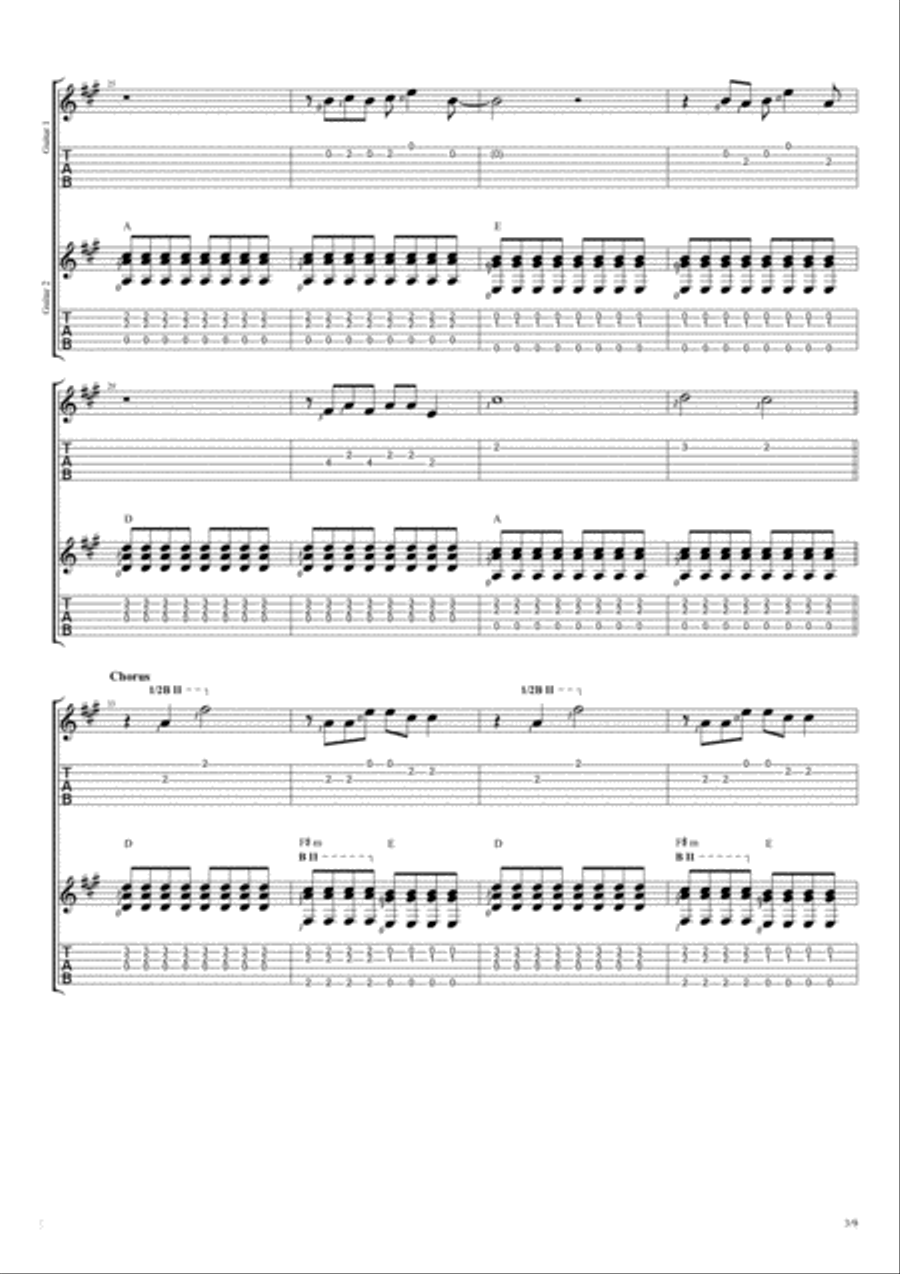Yellow Guitar Tablature scores gallery preview page 3