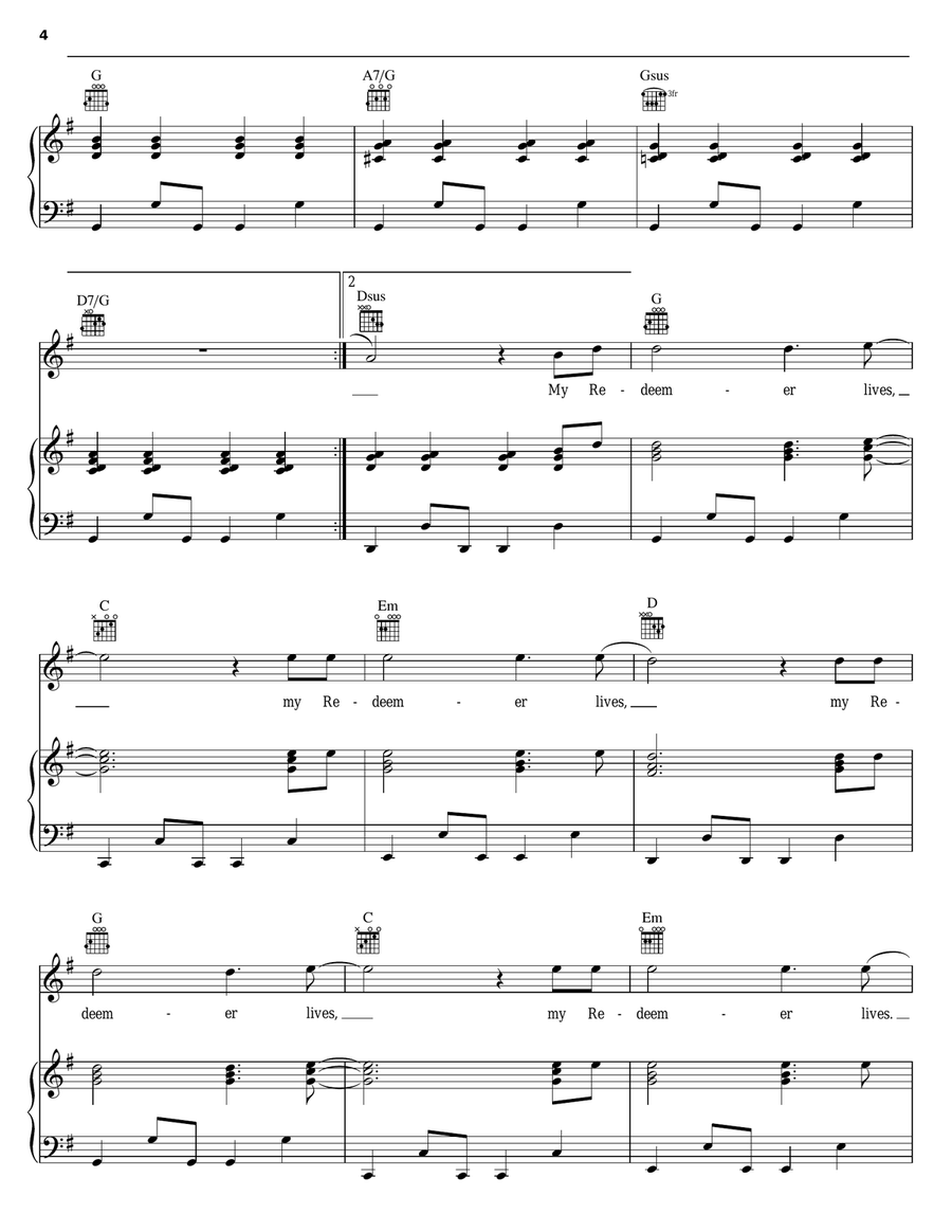 My Redeemer Lives Piano, Vocal, Guitar scores gallery preview page 4