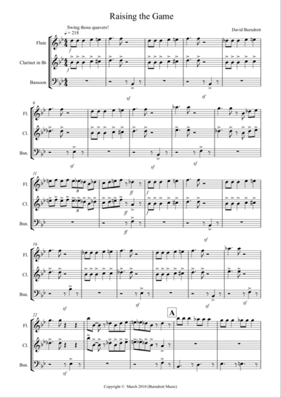 Raising the Game! (jazzy style!) for Wind Trio Woodwind Trio scores gallery preview page 1