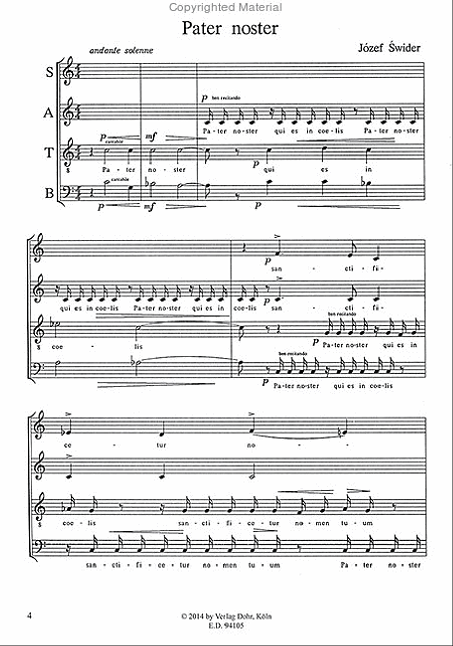Pater noster für 4- bis 8-stimmigen gemischten Chor a cappella (1989) 4-Part scores gallery preview page 2