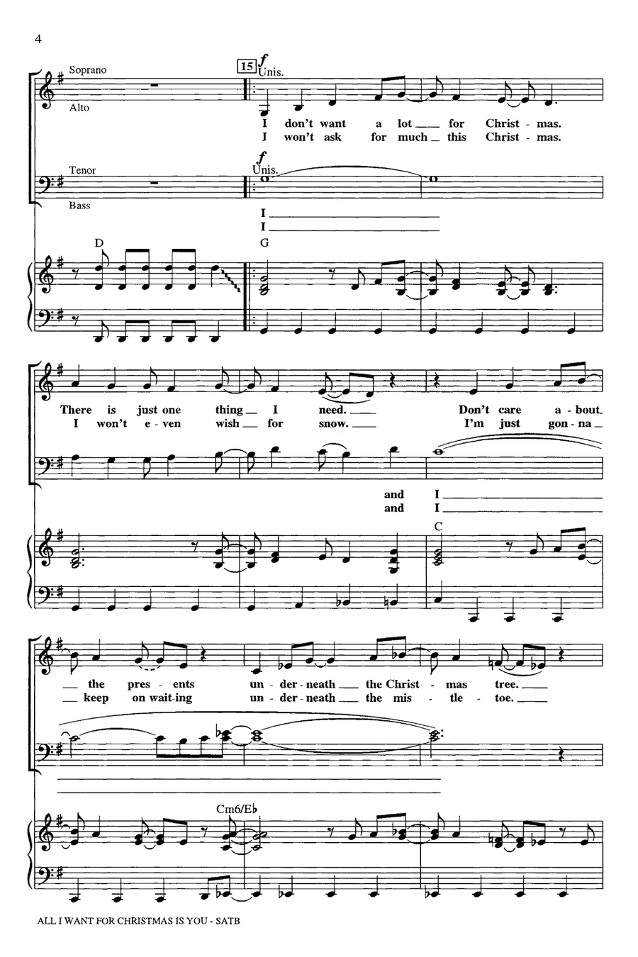 All I Want For Christmas Is You (arr. Mac Huff) 4-Part scores gallery preview page 3