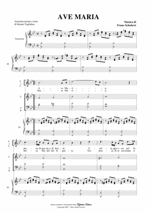AVE MARIA by SCHUBERT - Arr. for Solo, Choir ATB and Piano/Organ
