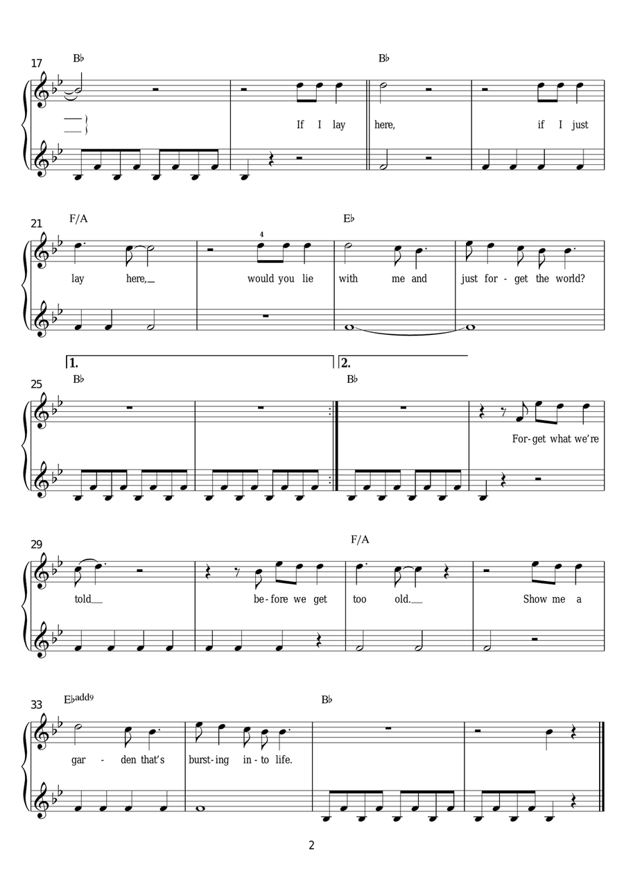 Chasing Cars Chasing Cars Piano Duet scores gallery preview page 2