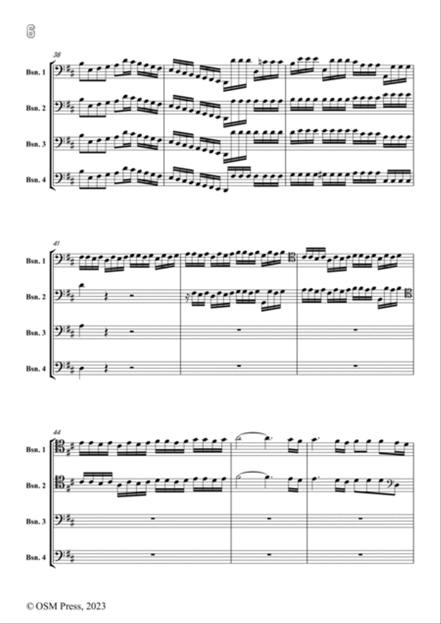 M. Corrette-Concert 'Le Phénix',in D Major,for 4 Bassoons(or Trombones or Cellos) Woodwind Quartet scores gallery preview page 6