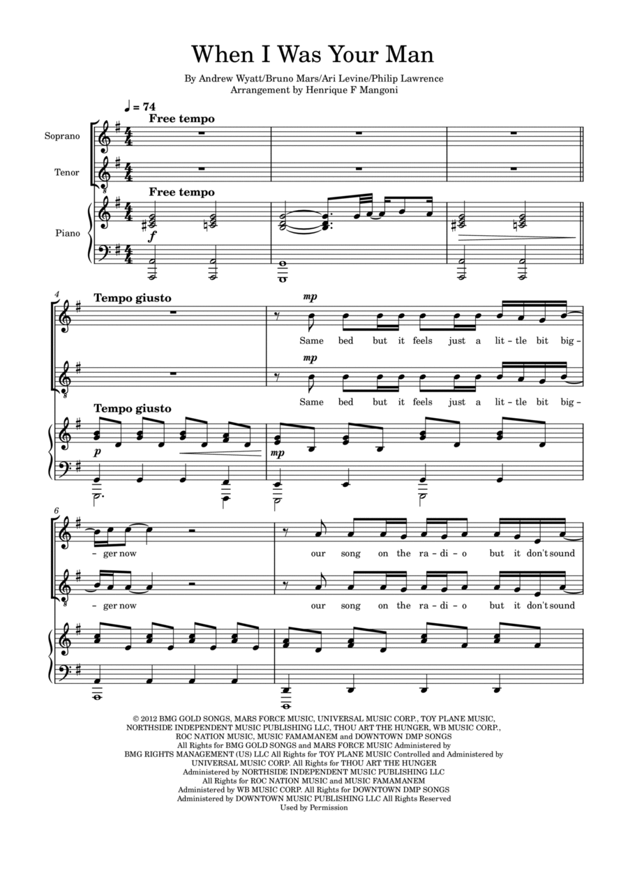 When I Was Your Man 2-Part scores gallery preview page 1