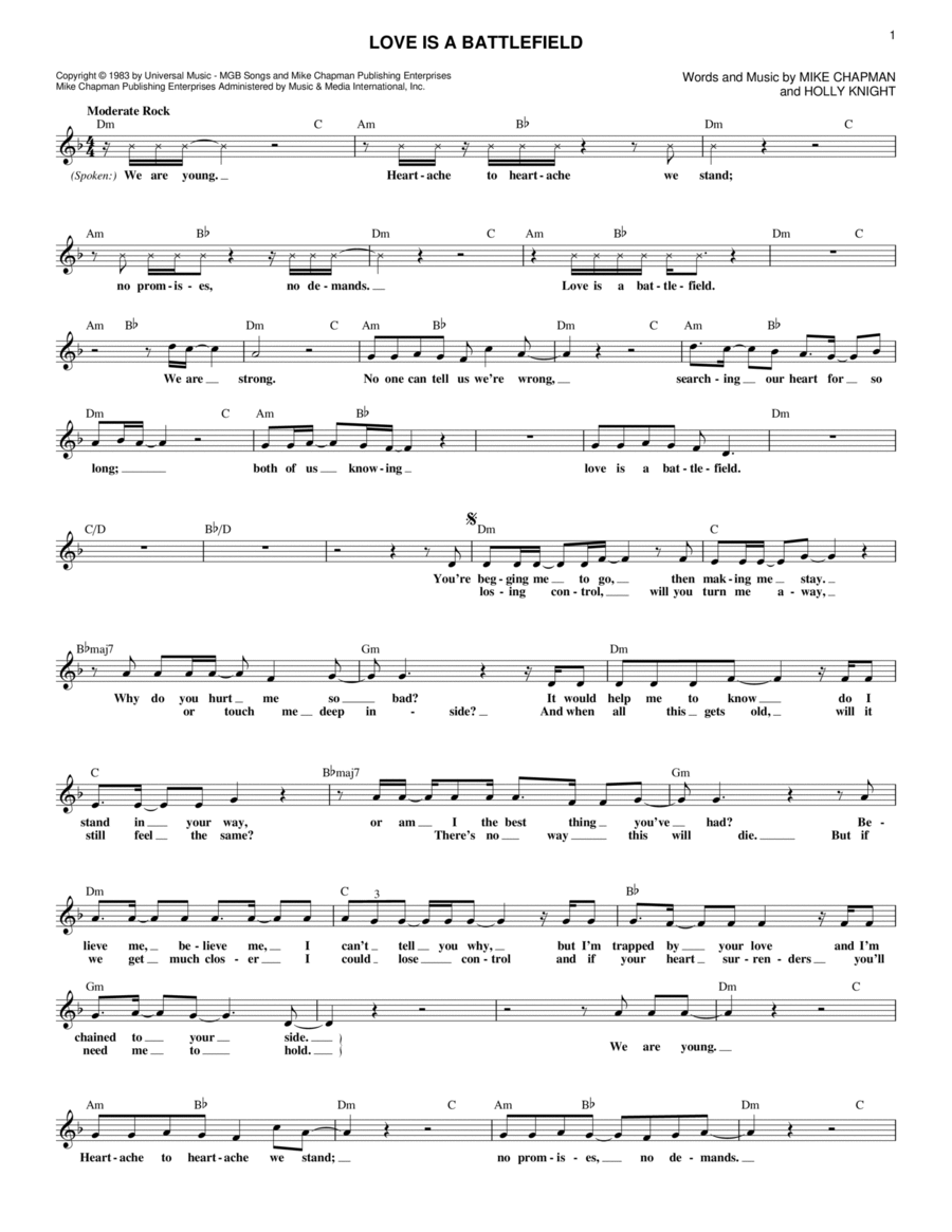 Love Is A Battlefield Piano scores gallery preview page 1
