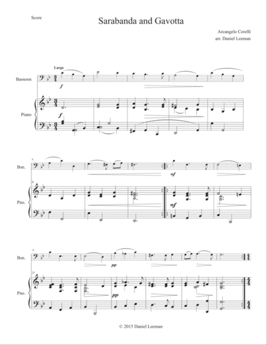 Sarabanda and Gavotta for Bassoon & Piano Bassoon Solo scores gallery preview page 2