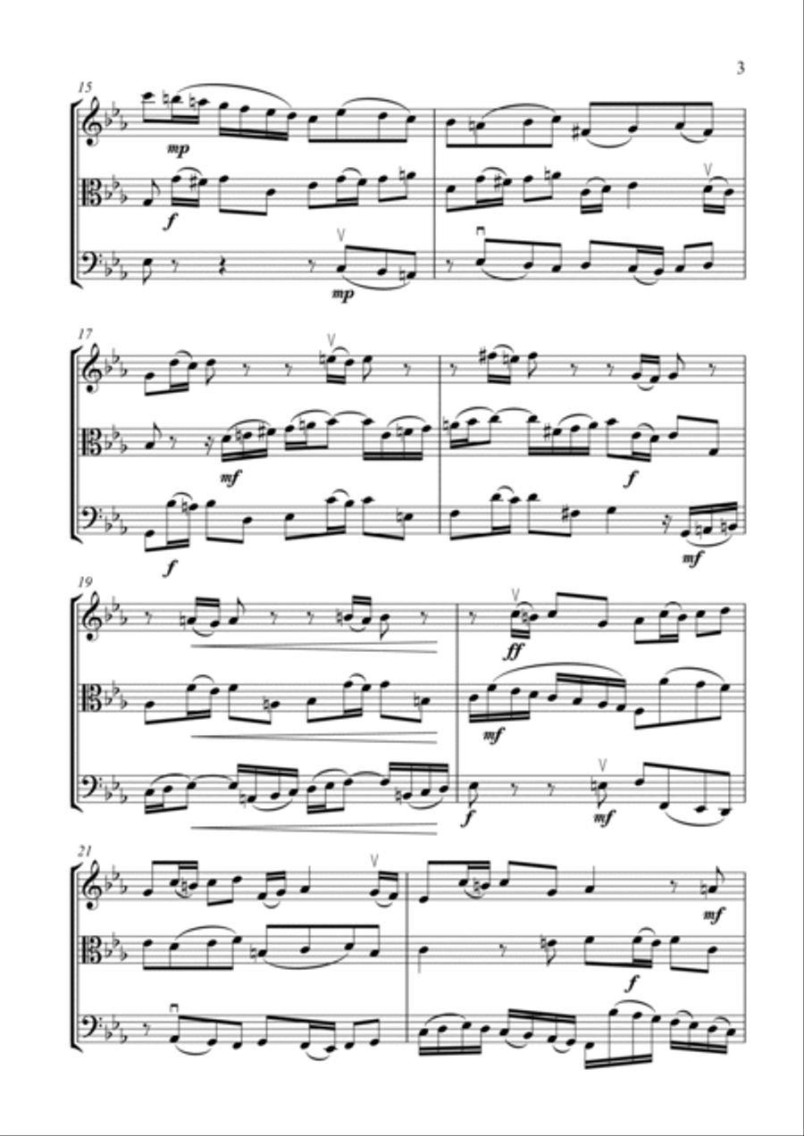 Fugue in C minor (BWV 847) from Well Tempered Clavier Book 1 - by JS Bach - arranged for String Trio String Trio scores gallery preview page 3