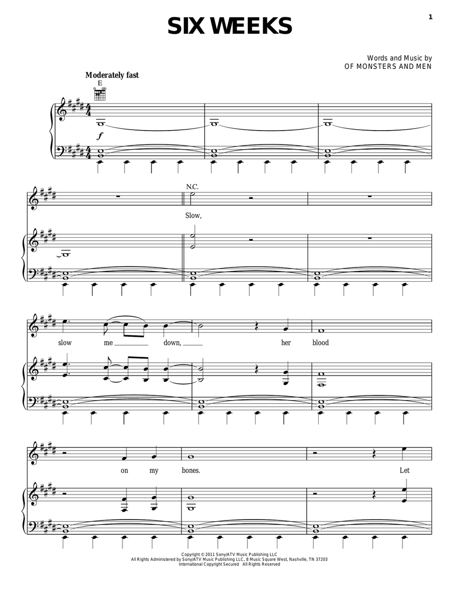 Six Weeks Six Weeks Acoustic Guitar scores gallery preview page 1