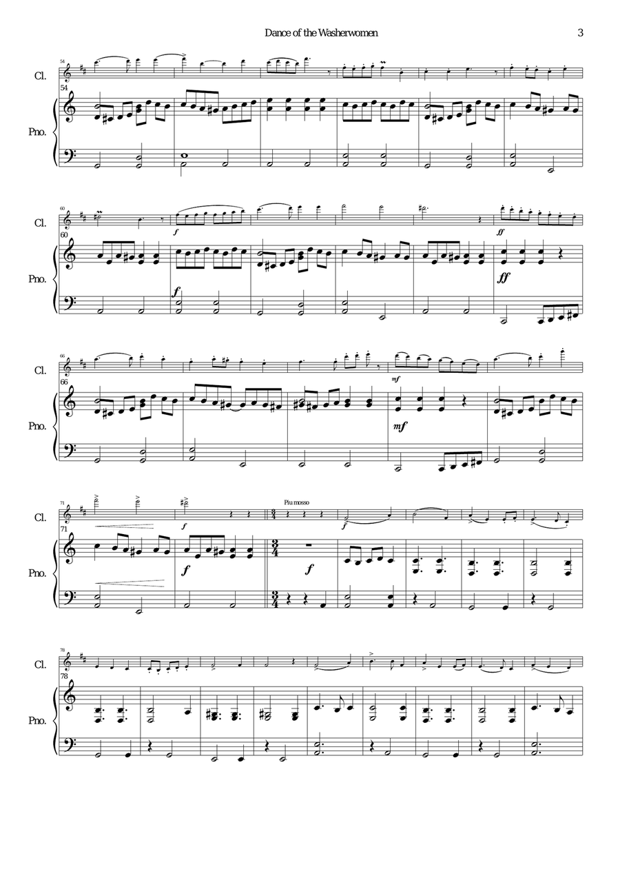 Dance of the Washerwomen (with Hupfauf) for clarinet and piano Clarinet Solo scores gallery preview page 4