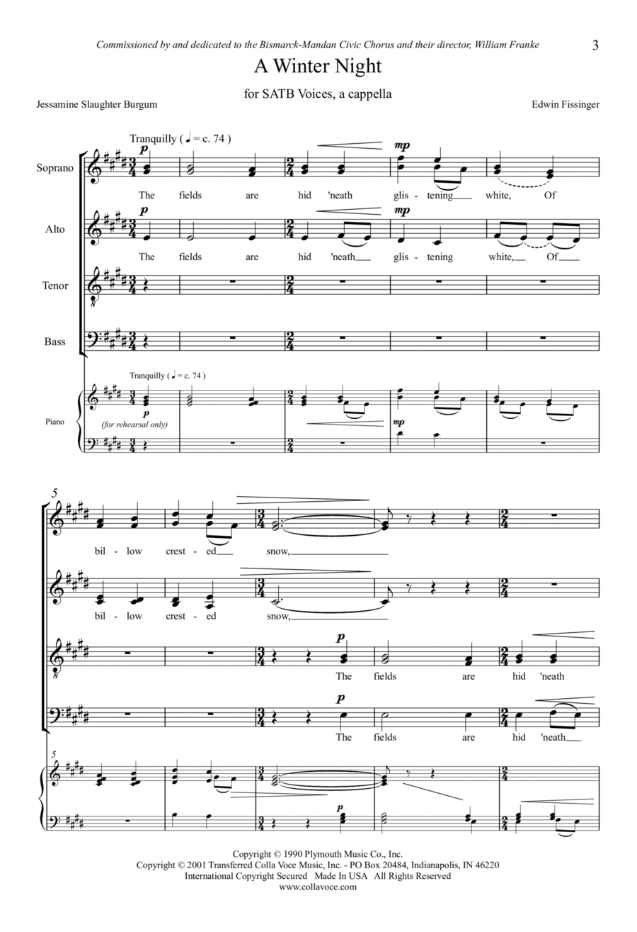A Winter Night A Winter Night 4-Part scores gallery preview page 1