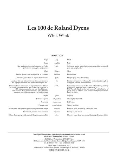 Les 100 de Roland Dyens - Wink Wink