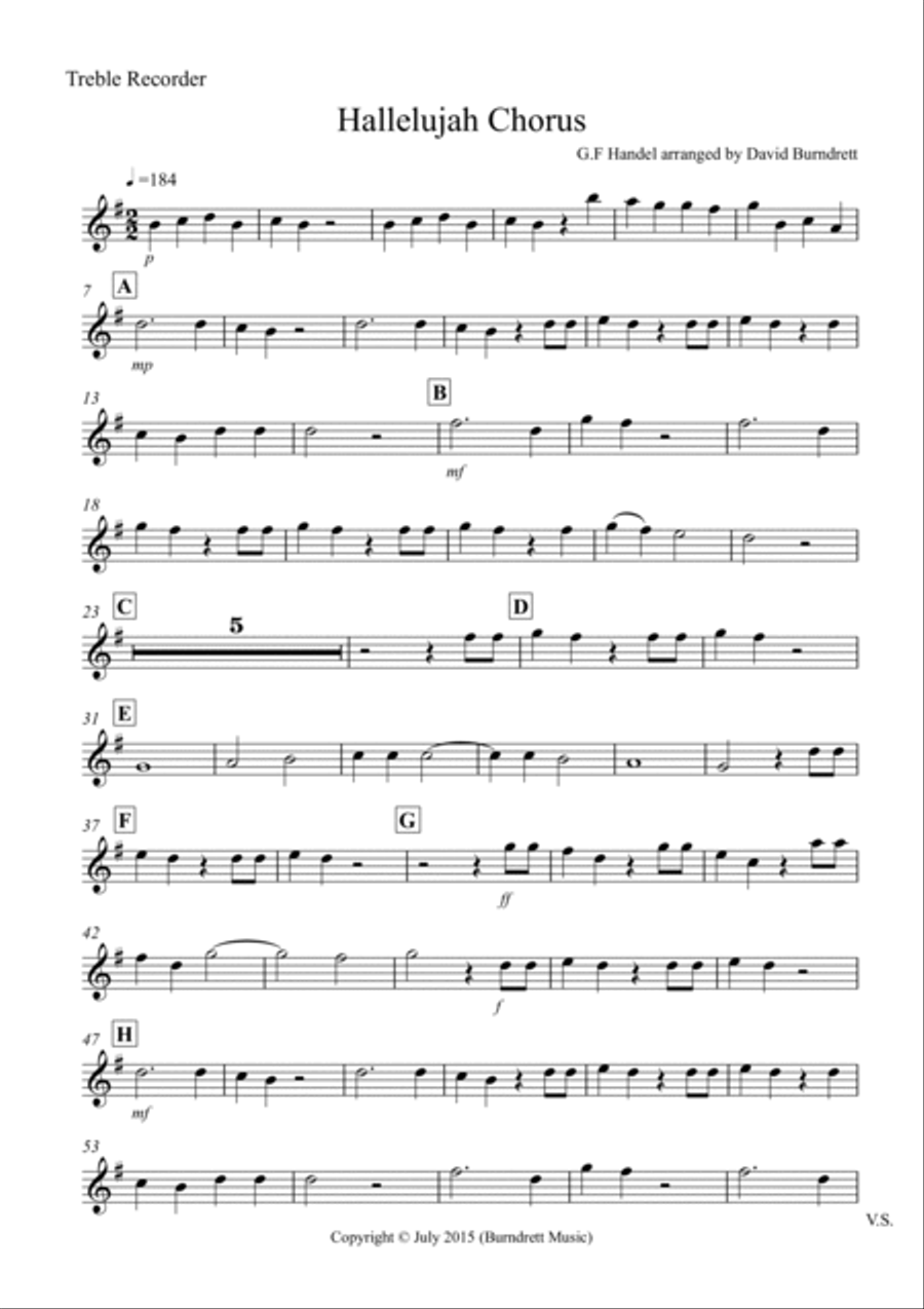 Hallelujah Chorus for Recorder Quartet Recorder scores gallery preview page 6
