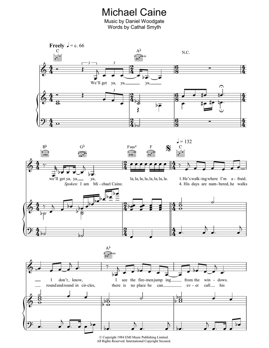 Michael Caine Piano, Vocal, Guitar scores gallery preview page 1