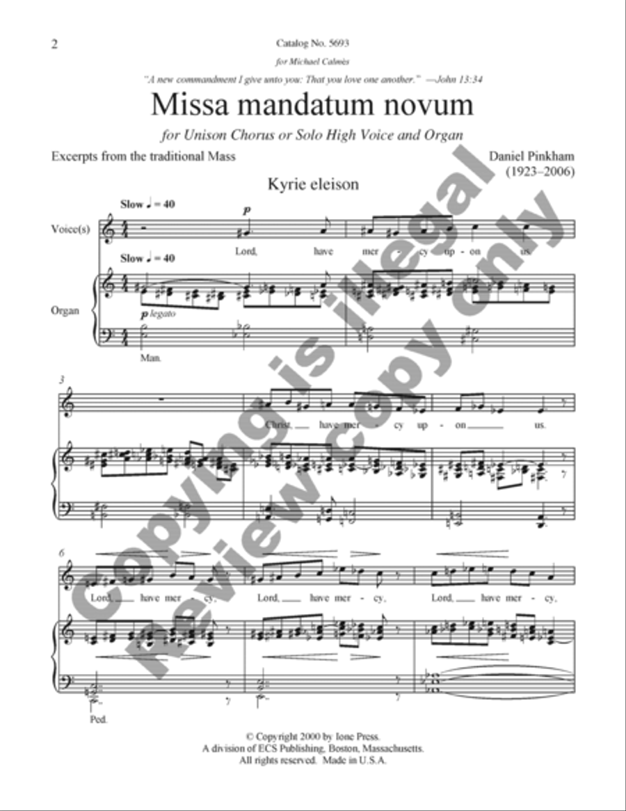 Missa mandatum novum Missa mandatum novum Unison Choir scores gallery preview page 5