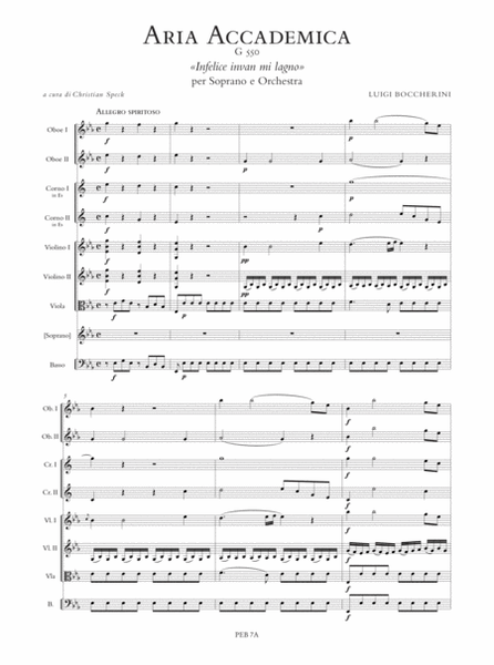 Aria accademica G 550 "Infelice invan mi lagno" for Soprano and Orchestra