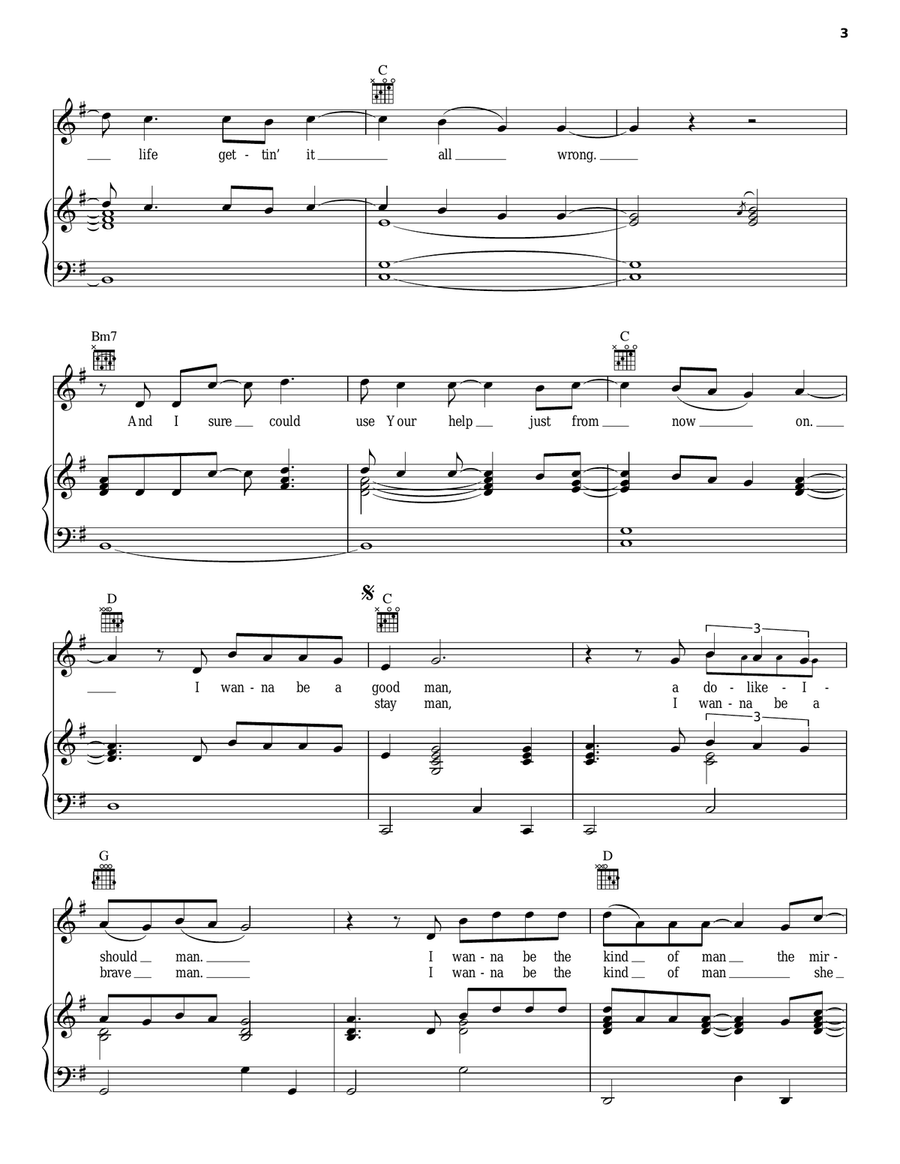 The Man I Want To Be Piano, Vocal, Guitar scores gallery preview page 3