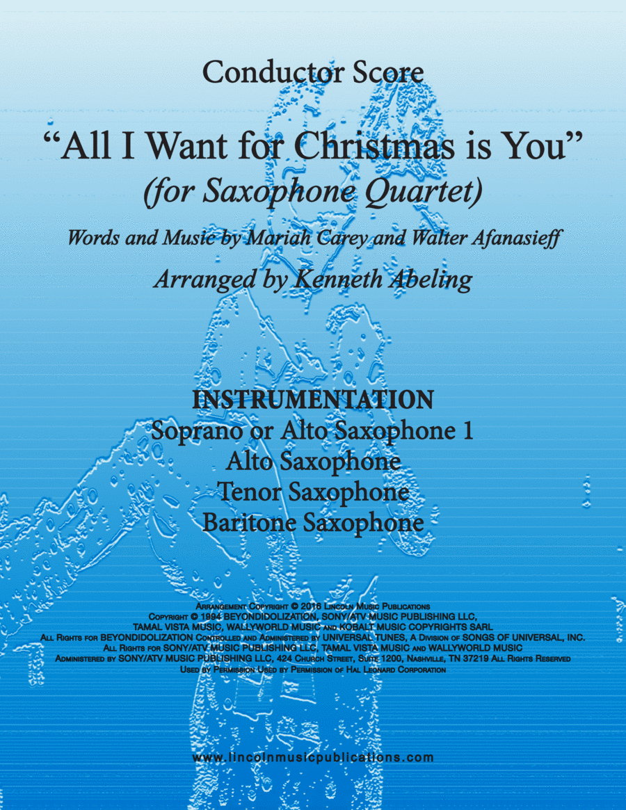 All I Want For Christmas Is You Saxophone Quartet scores gallery preview page 1