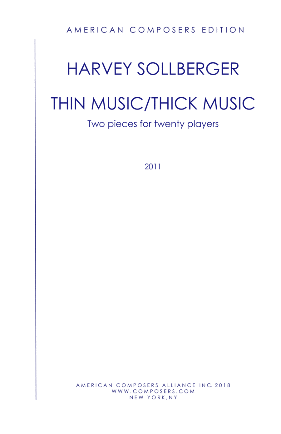 [Sollberger] Thin Music/Thick Music Chamber Orchestra scores gallery preview page 1