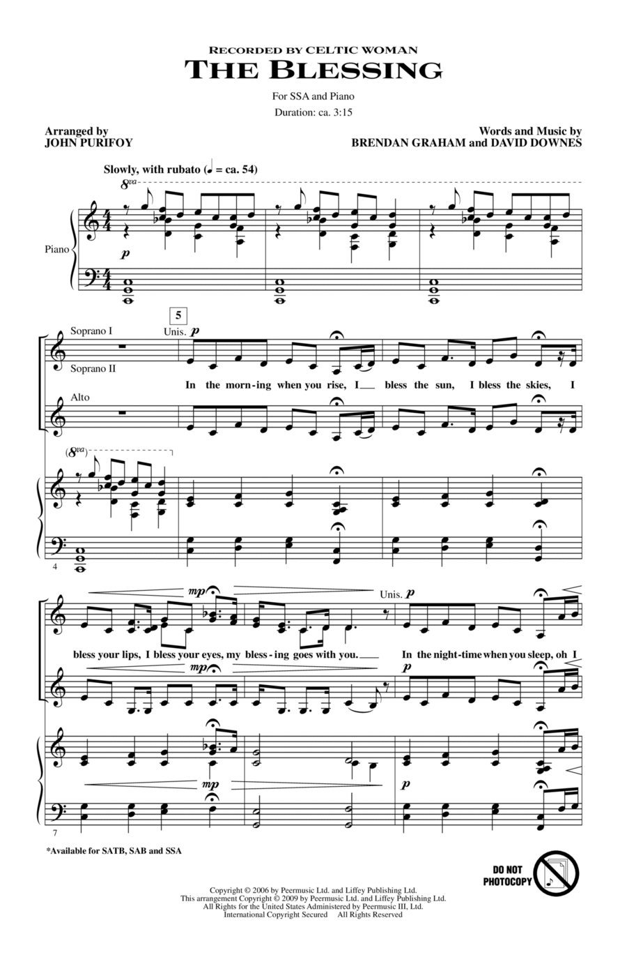 The Blessing (arr. John Purifoy) SSA scores gallery preview page 1