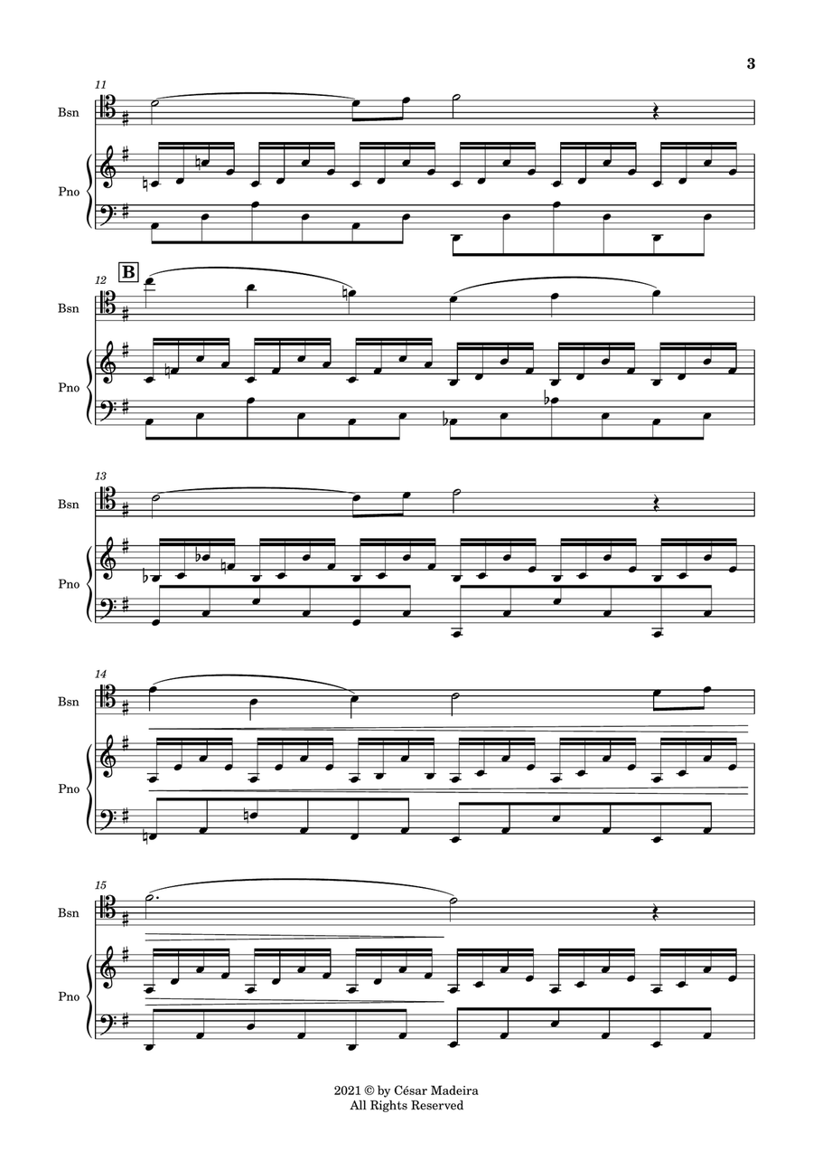 The Swan (Le Cygne) by Saint-Saens - Bassoon and Piano (Full Score and Parts) Bassoon Solo scores gallery preview page 4