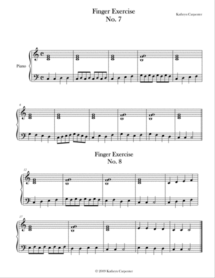 Finger Exercise No. 7 & 8 (Key of C) Piano Method scores gallery preview page 1