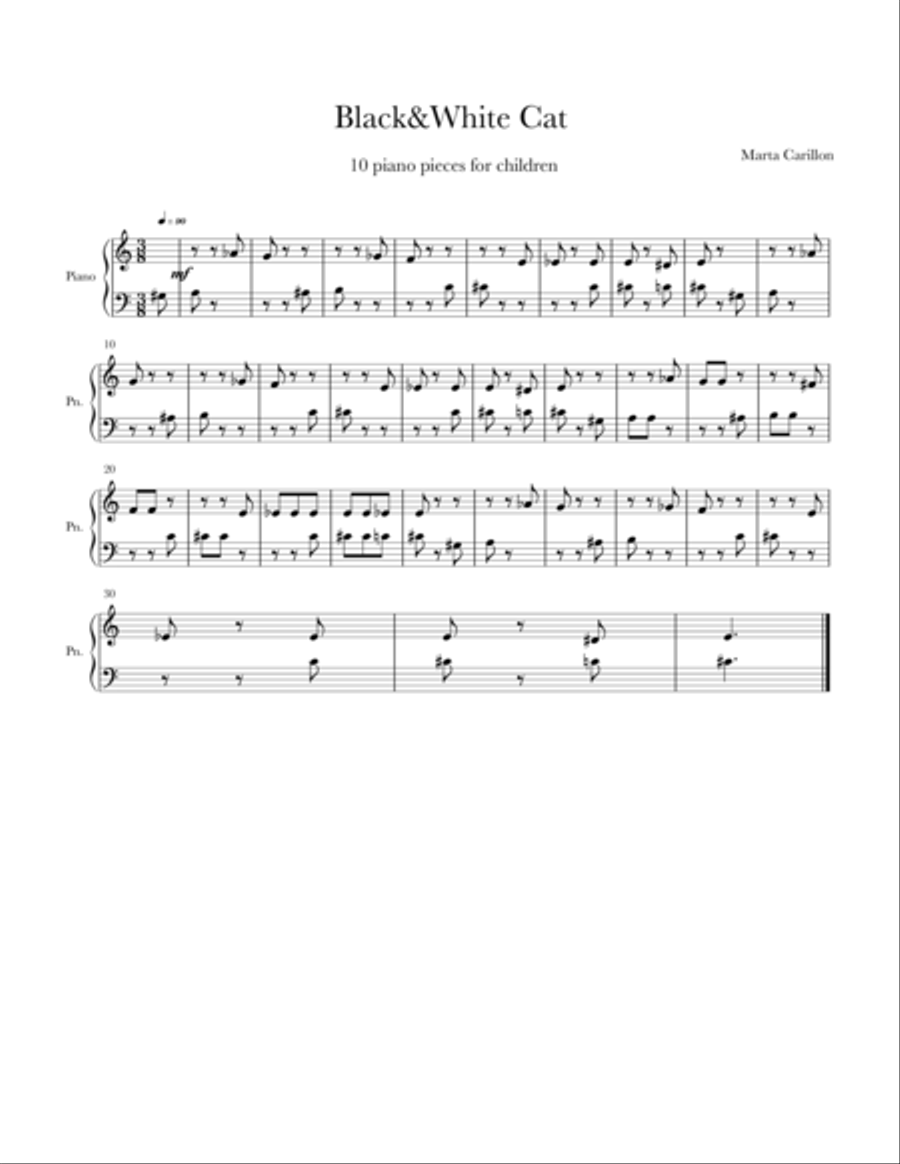 Black&White Cat Black&White Cat Easy Piano scores gallery preview page 1