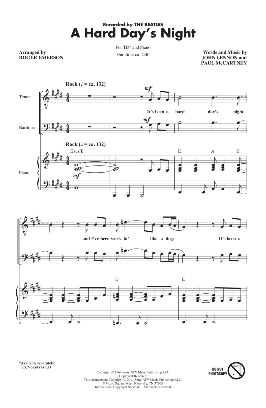 A Hard Day's Night (arr. Roger Emerson) TB scores gallery preview page 1