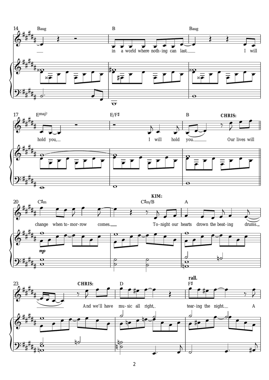 The Last Night Of The World (from Miss Saigon) Voice scores gallery preview page 2