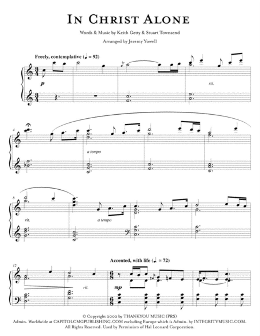 In Christ Alone Piano Solo scores gallery preview page 2