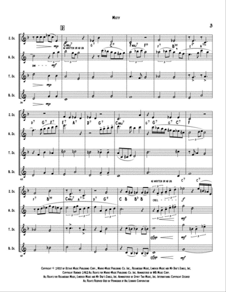 Misty Woodwind Quartet scores gallery preview page 4