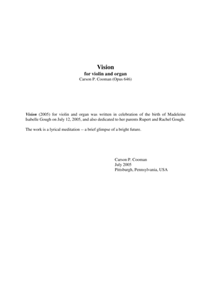 Carson Cooman: Vision (2005) for violin and organ