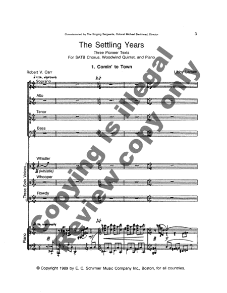 The Settling Years: (Piano/Choral Score) image number null